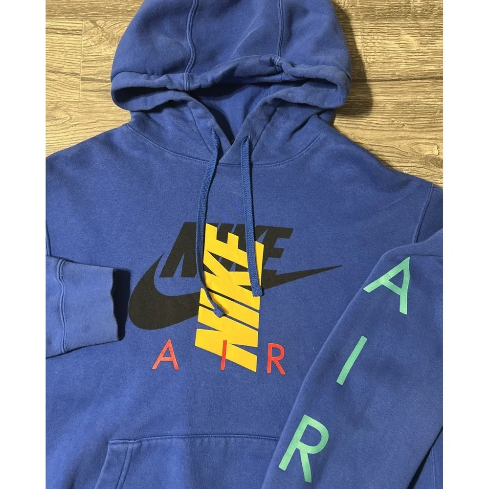 Vintage Nike Air Royal Blue Hooded Hoodie Sweatshirt Pullover Size Medium
